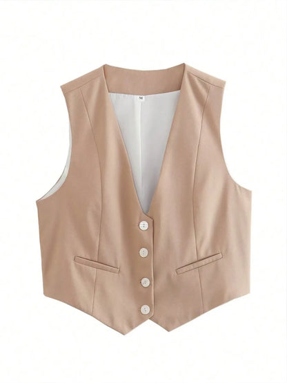 Cropped Suit Vest | Wovetsa