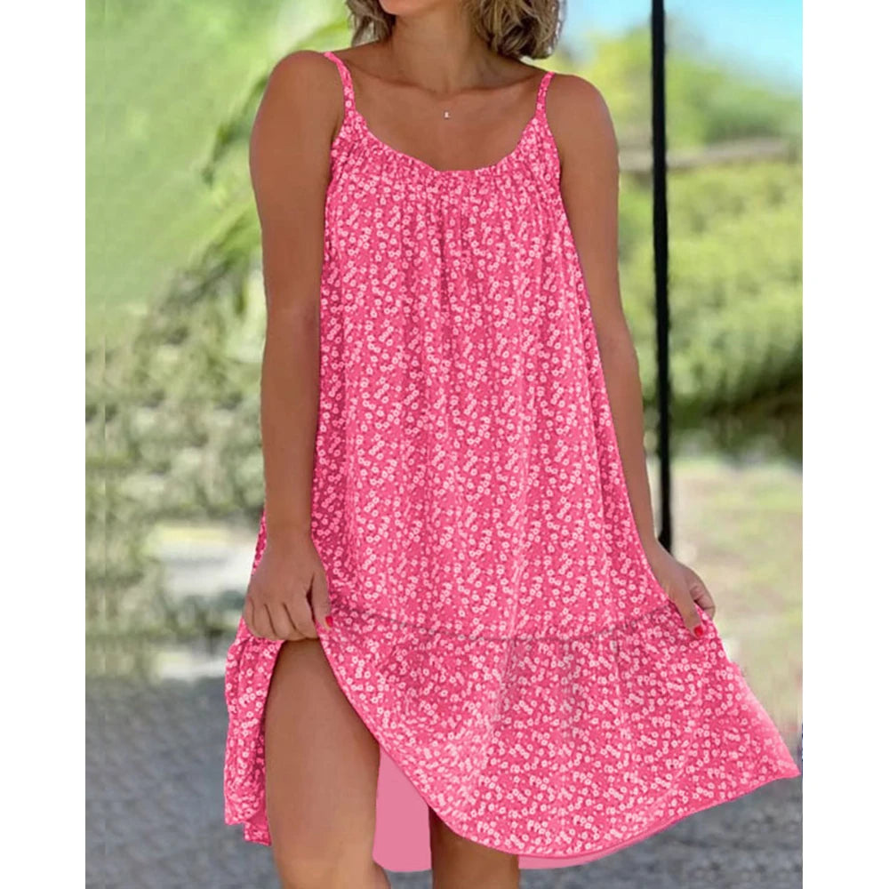Floral Print Spaghetti Strap Sundress | Wovetsa