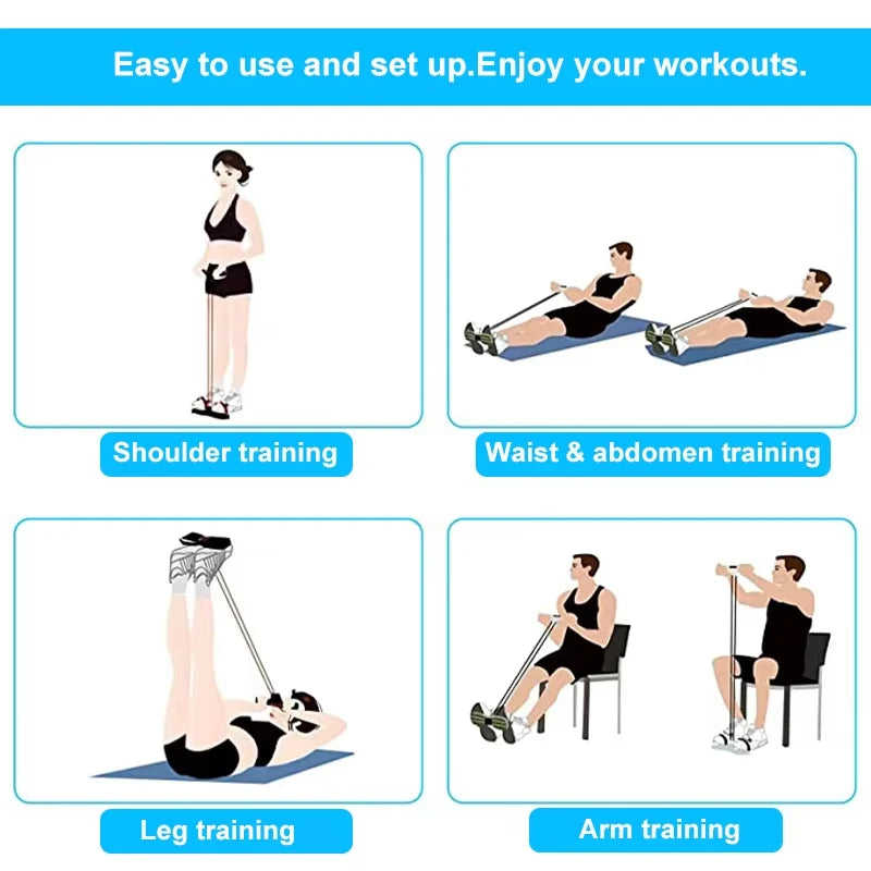 4-Tube Pedal Resistance Band for Women — Full Body Home Workout | Wovetsa