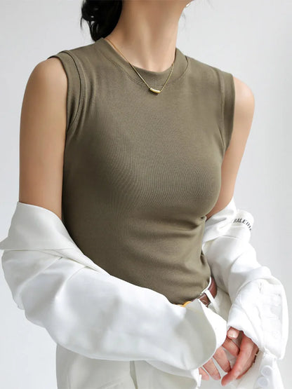 Round Neck Basic Camisole Vest Top | Wovetsa
