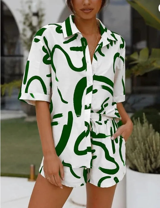 Print Shirt & Shorts Two Piece Set | Wovetsa