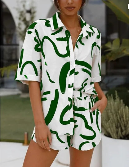 Print Shirt & Shorts Two Piece Set | Wovetsa
