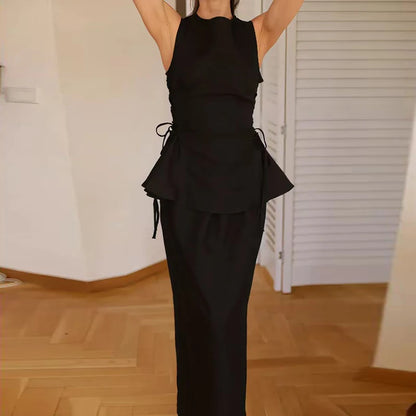 Linen Tank Top & Maxi Skirt Two Piece Set | Wovetsa