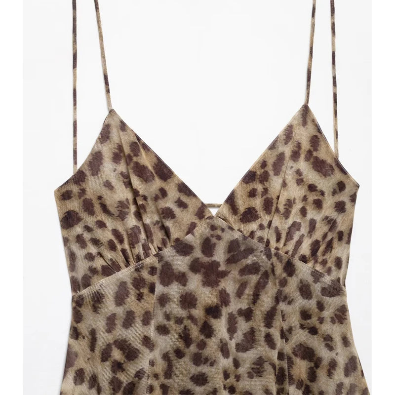 Leopard Print Backless Mini Dress | Wovetsa