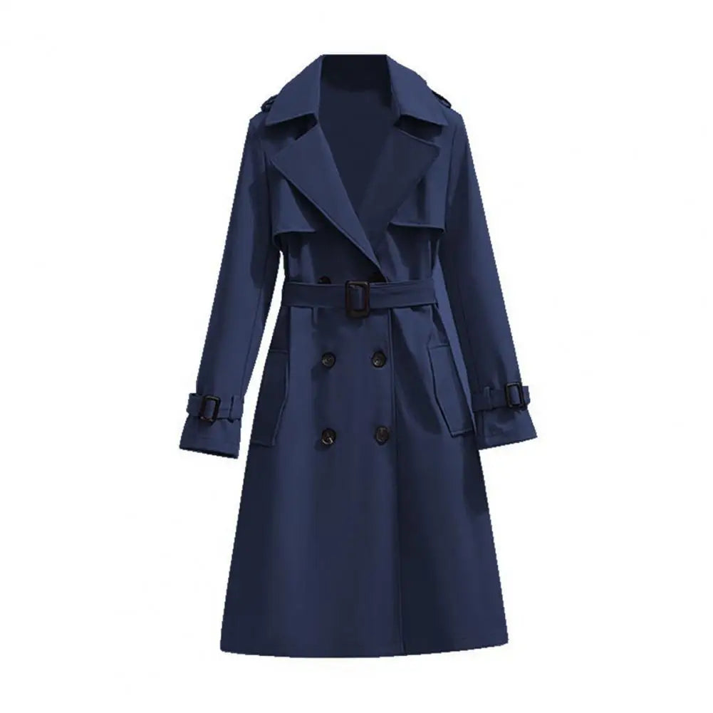 Women's Double-Breasted Long Trench Coat | Wovetsa