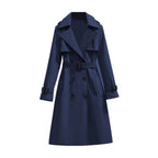 Women's Double-Breasted Long Trench Coat | Wovetsa