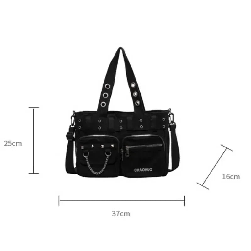 Chain & Rivet Nylon Shoulder Bag | Wovetsa