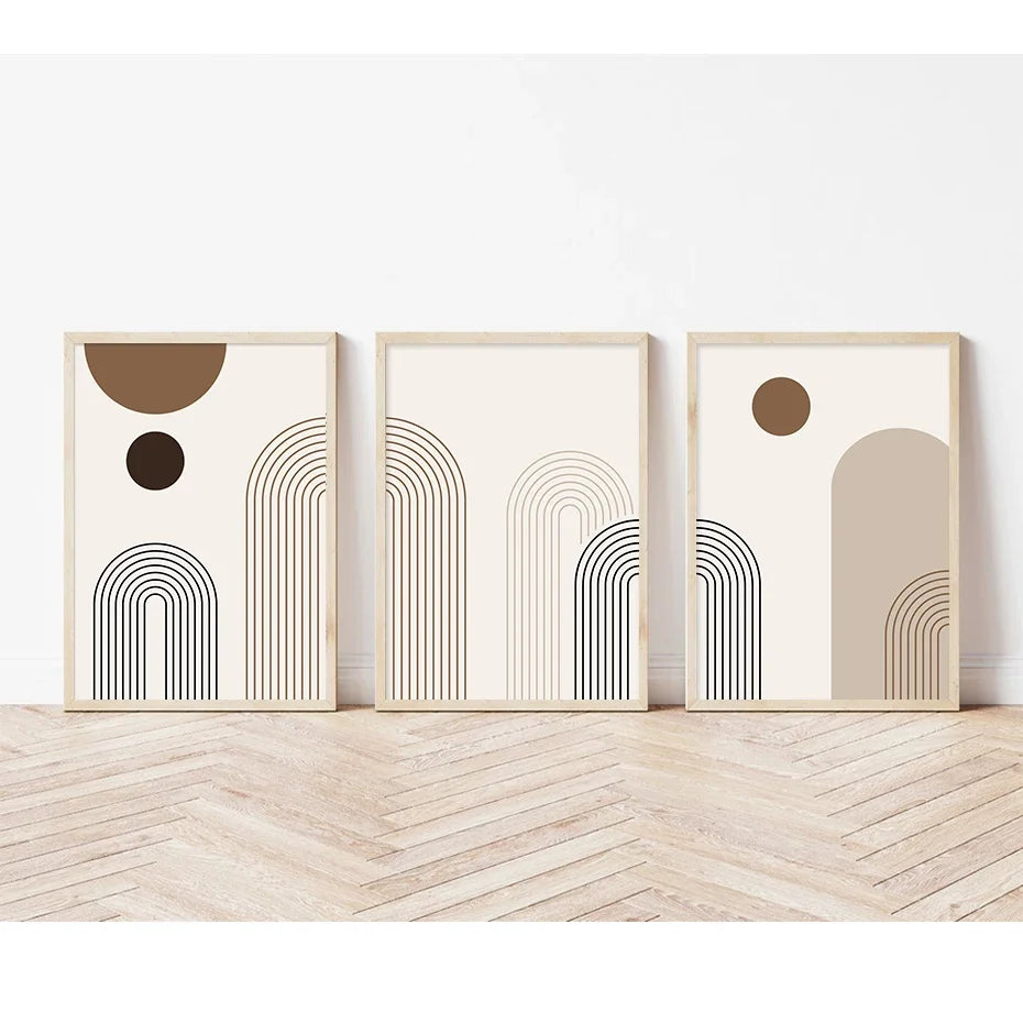 Scandinavian Abstract Geometric Lines Canvas Wall Art | Wovetsa