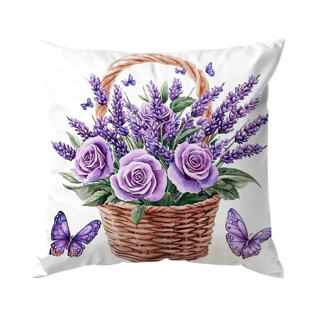 Fantasy Lavender Bicycle Print Cushion Cover Decorative Pillowcase | Wovetsa