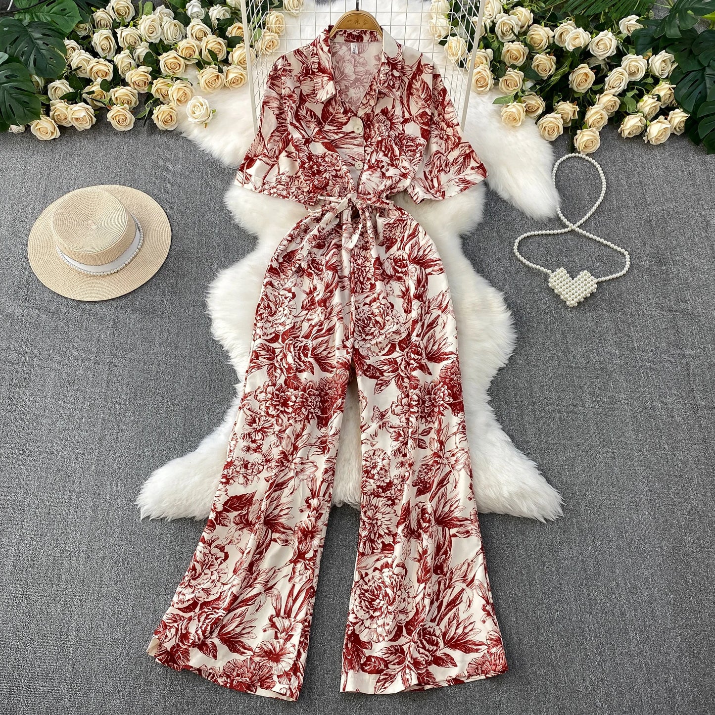 Floral Wide-Leg Jumpsuit | Wovetsa