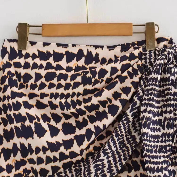 High Waist Beaded Print A-Line Mini Skirt | Wovetsa