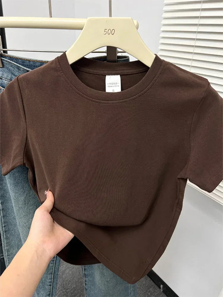 Solid Short Sleeve Casual Top | Wovetsa