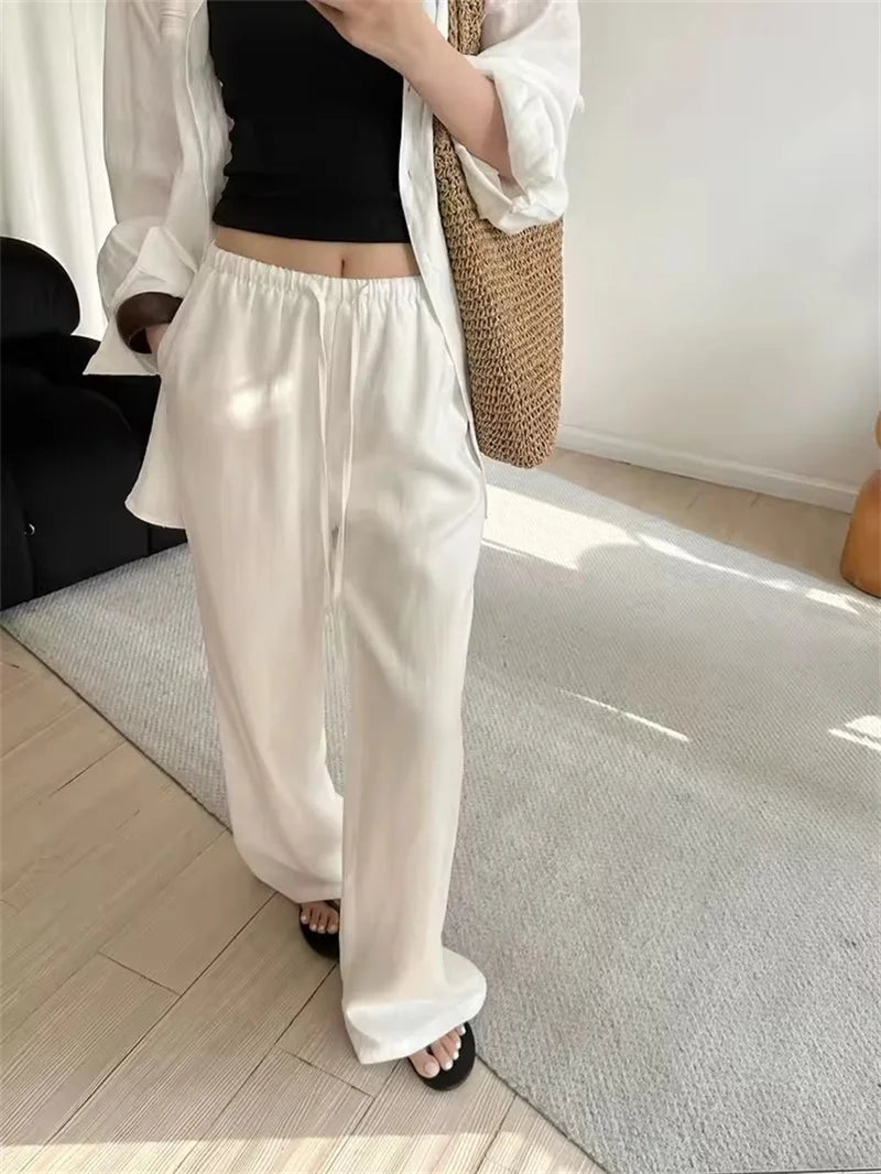White Linen Wide-Leg Pants | Wovetsa