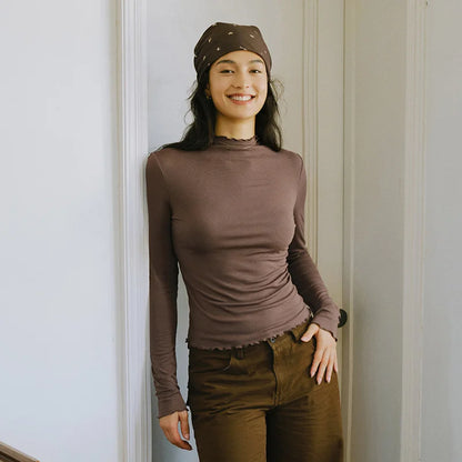 Wool Ruffled Trim Knit Top | Wovetsa