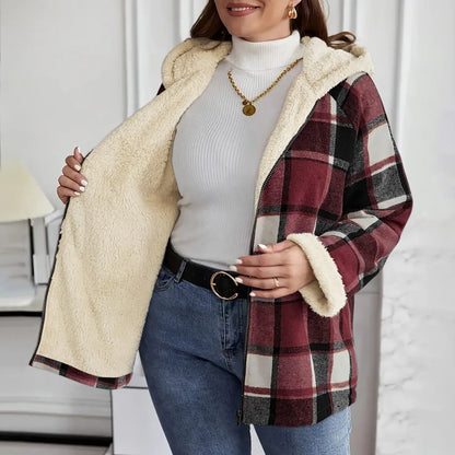 Plaid Hooded Zip Jacket | Wovetsa
