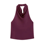 Satin Halter Backless Camisole Top | Wovetsa