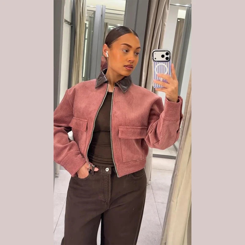 Lapel Lace-Up Cropped Jacket | Wovetsa