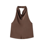 Satin Halter Backless Camisole Top | Wovetsa