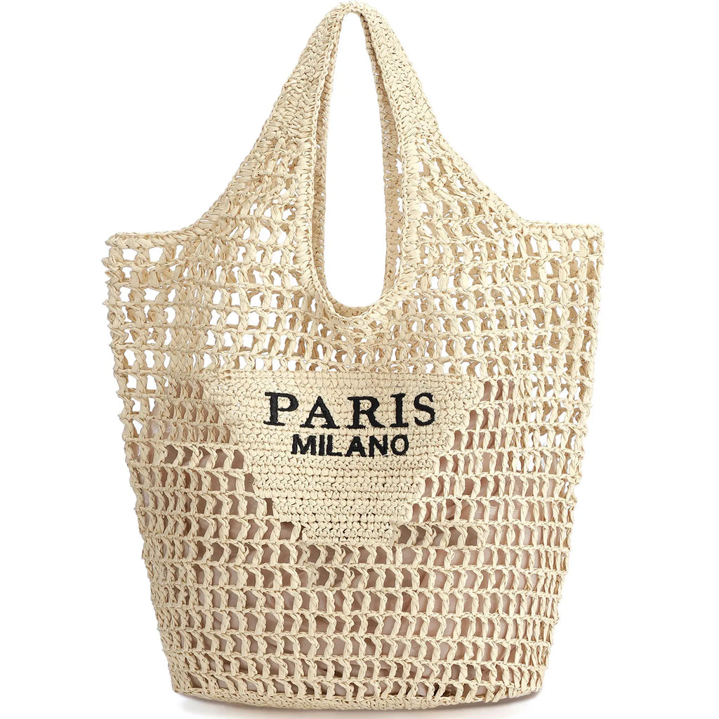 Handwoven Straw Beach Tote | Wovetsa