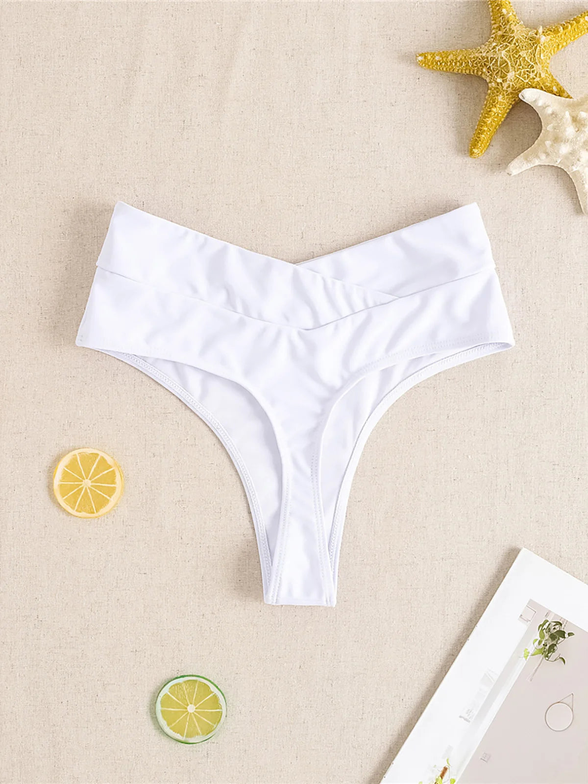 High Waist High-Leg Cut Bikini Bottom | Wovetsa