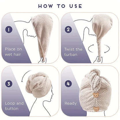 Microfiber Hair Towel Wrap Absorbent Button-Down | Wovetsa