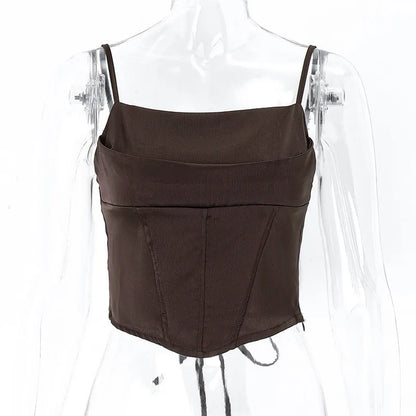 Spaghetti Strap Backless Bandage Crop Top | Wovetsa