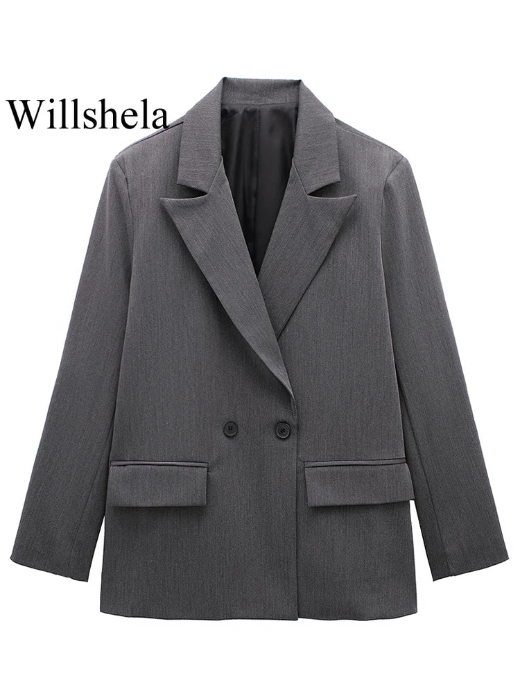 Double Breasted Blazer with Pockets | Wovetsa