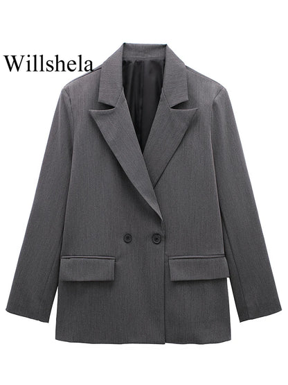 Double Breasted Blazer with Pockets | Wovetsa