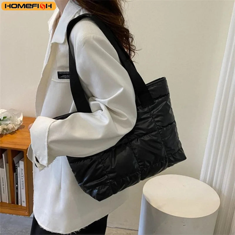 Quilted PU Leather Tote Bag | Wovetsa