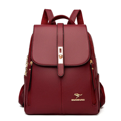 Women's PU Leather Backpack with Lock Detail | Wovetsa