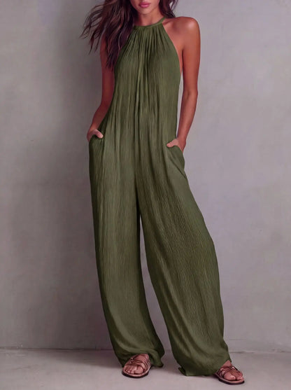 Halter Neck Wide Leg Jumpsuit | Wovetsa