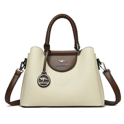 3-Layer PU Leather Tote Shoulder Bag | Wovetsa