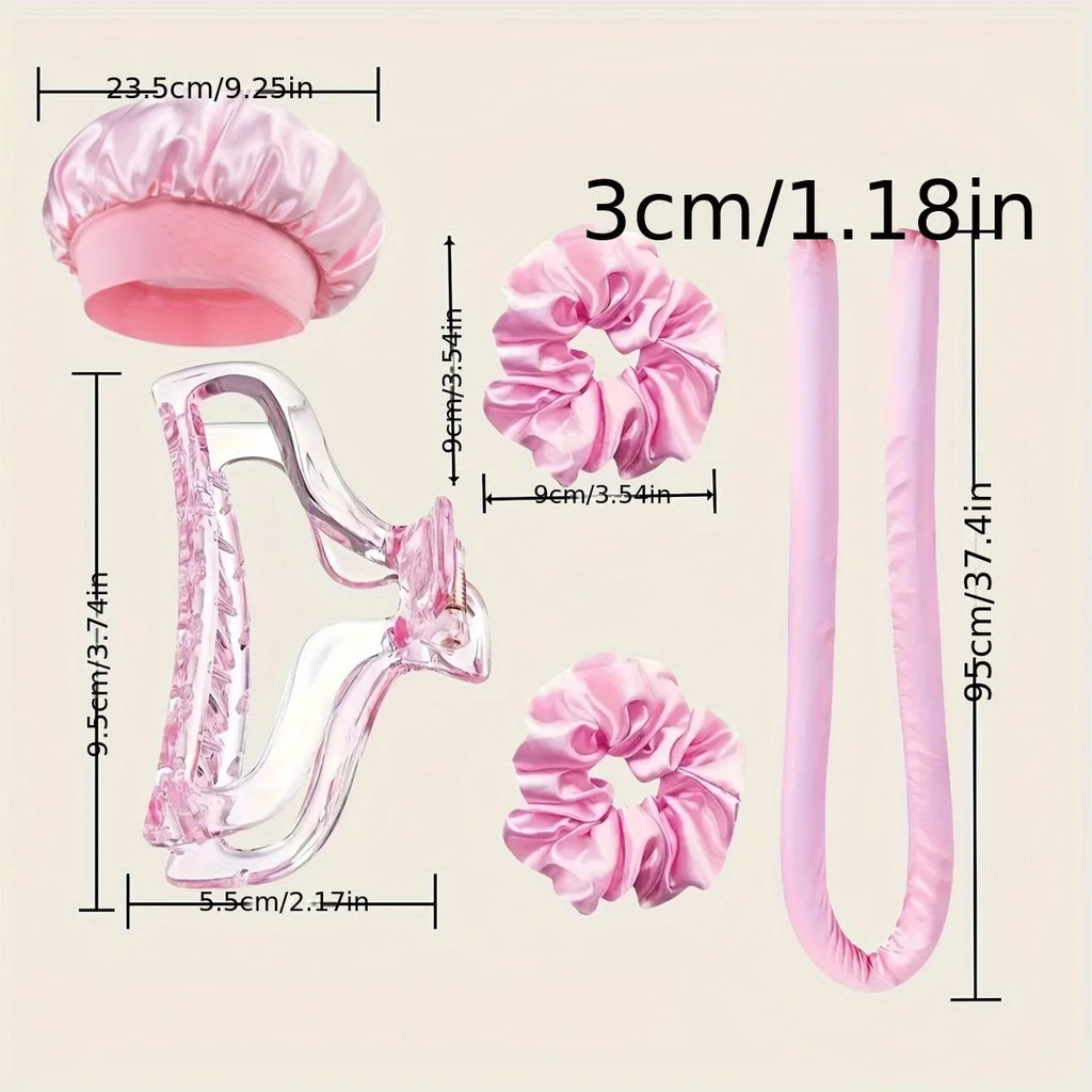 Satin Silk Sleep Cap & Heatless Curler Set | Wovetsa