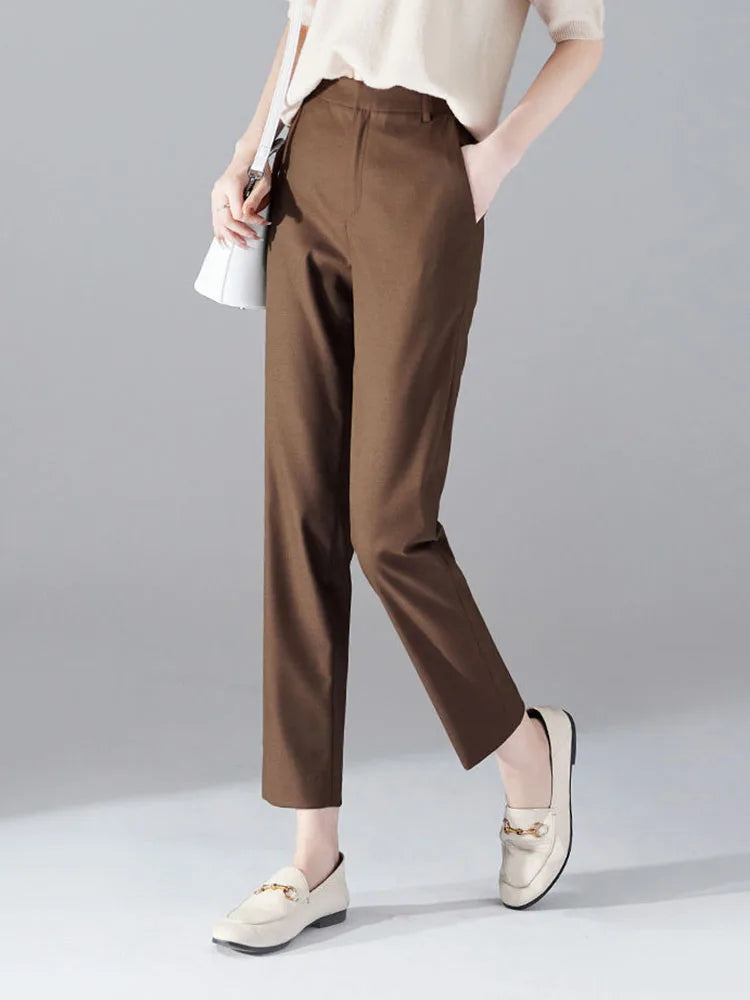 High-Waist Straight Suit Trousers | Wovetsa