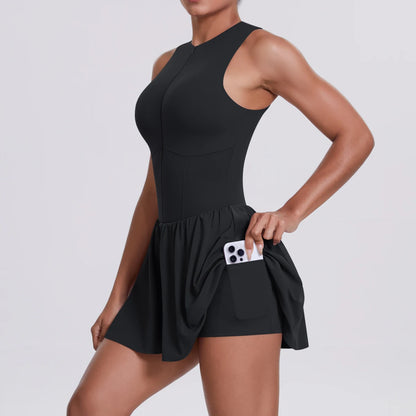 Sleeveless Yoga Bodysuit & Skirt Set | Wovetsa