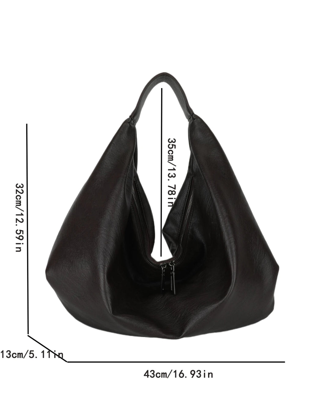 Oversized Soft Leather Hobo Shopper Bag | Wovetsa