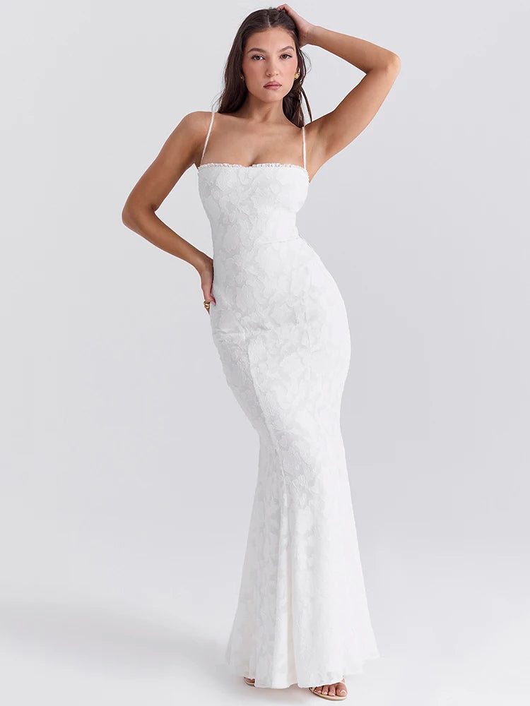 Lace Patchwork Backless Bodycon Maxi Dress | Wovetsa