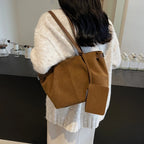 Large Suede Bucket Tote Bag | Wovetsa