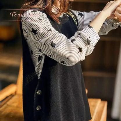 Button-Detail Knit Sweater Vest | Wovetsa