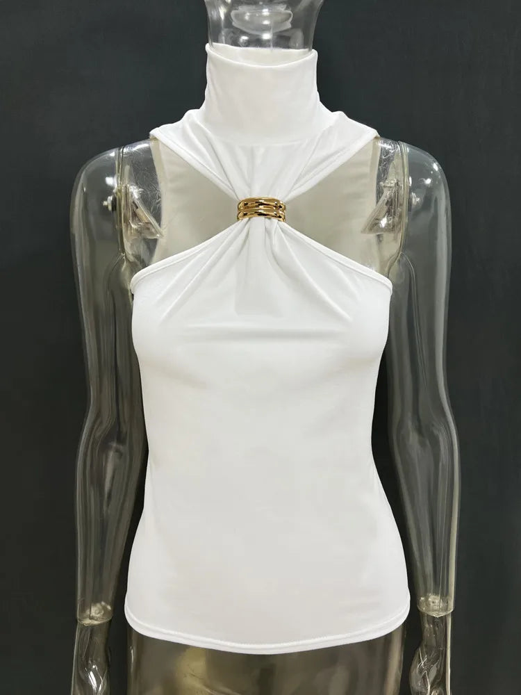 Metal Ring Knit Tank Top Y2K | Wovetsa