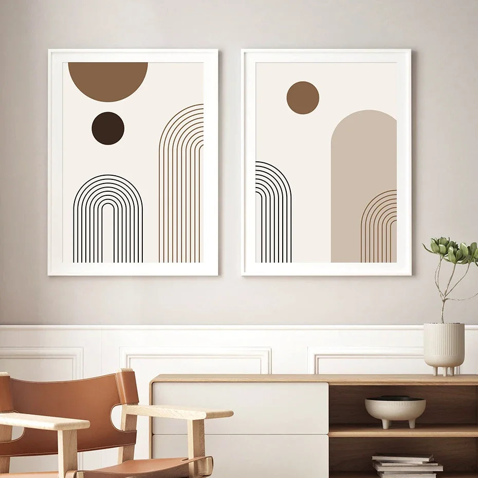 Scandinavian Abstract Geometric Lines Canvas Wall Art | Wovetsa