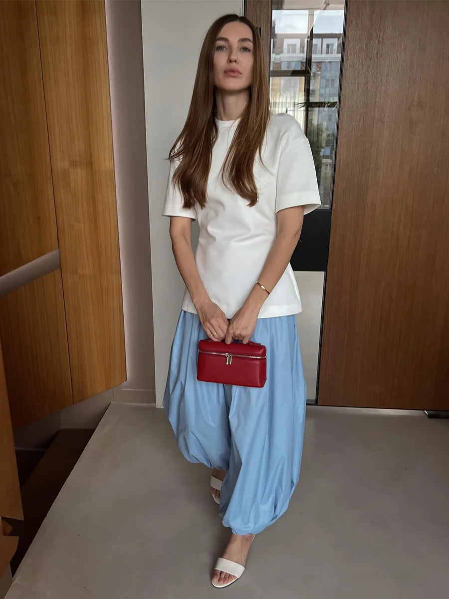 Cotton Lantern Wide-Leg Pants | Wovetsa