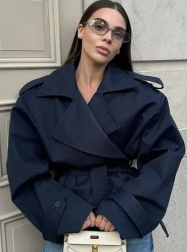 Women's Lapel Belted Trench Coat | Wovetsa