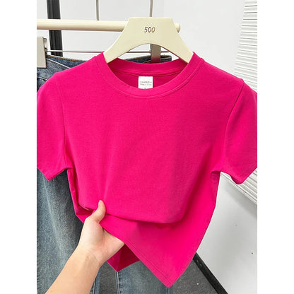 Solid Short Sleeve Casual Top | Wovetsa