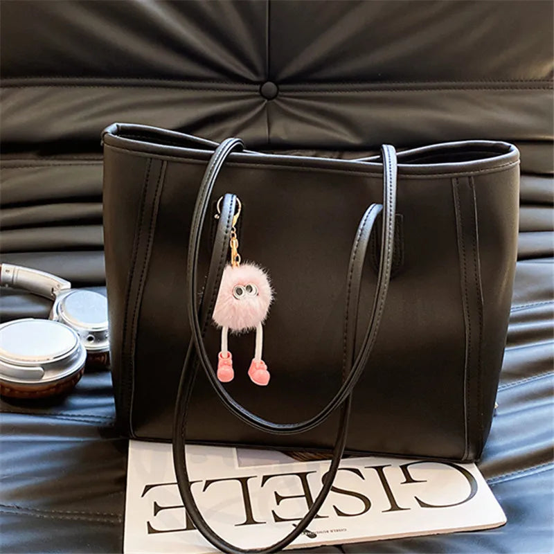 Korean PU Leather Shoulder Tote | Wovetsa