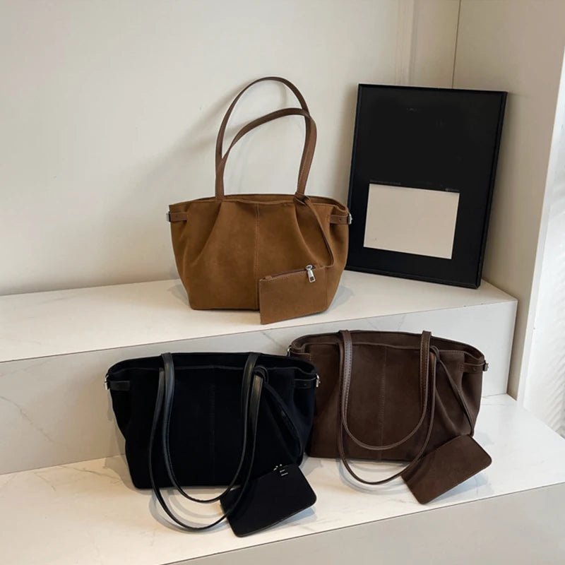 Large Suede Bucket Tote Bag | Wovetsa