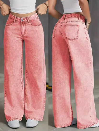 Women's Vintage Wash Wide Leg Jeans | Wovetsa