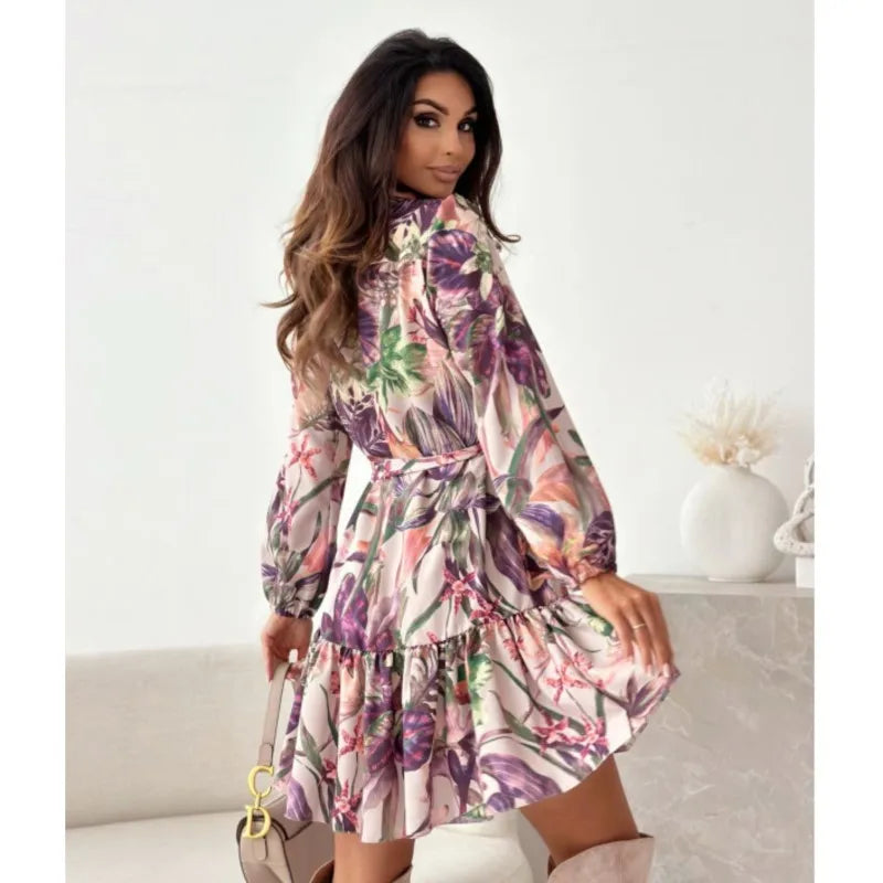 Floral Lantern Sleeve Midi Dress | Wovetsa