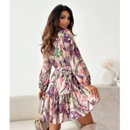 Floral Lantern Sleeve Midi Dress | Wovetsa