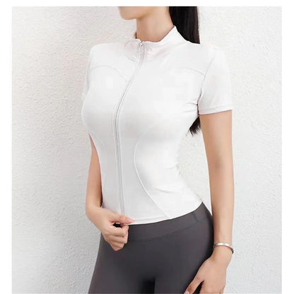 Stand Collar Full-Zip Slim Workout Top | Wovetsa